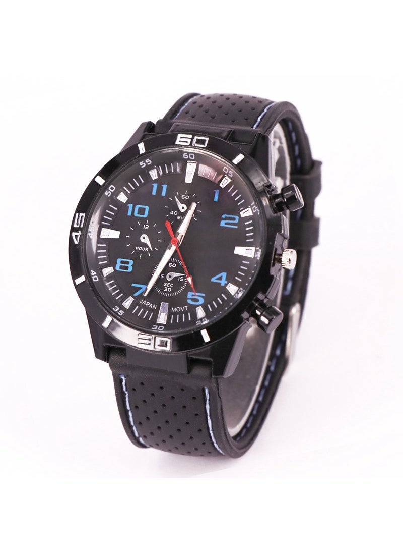 Car Strap Fashion Sports Car Mechanical Watch Mens Series Sports Car Watch Student Mens Silicone Band Sports Watch Light Blue