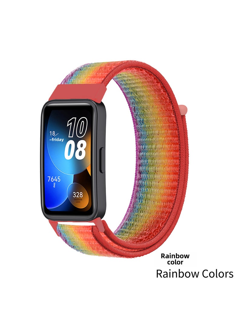 1 x 5 pcs Nylon Loop Band Magic Strap for Huawei Band 9 6# Rainbow