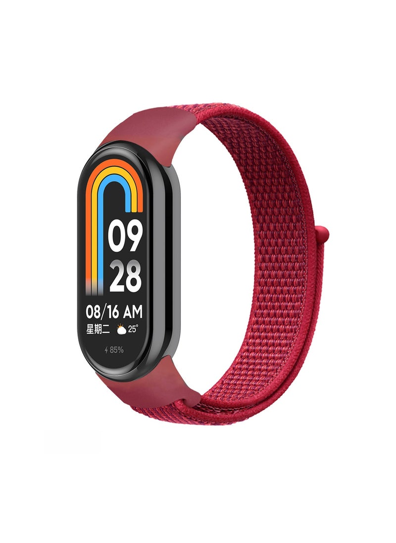 1 x 5 pcs Nylon Loop Strap for Xiaomi Mi Band 9/8 21# Chinese Red