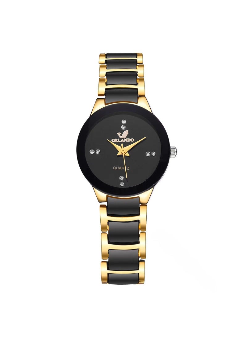 Fashion Watch and Bracelet Set for Couples Women's black face