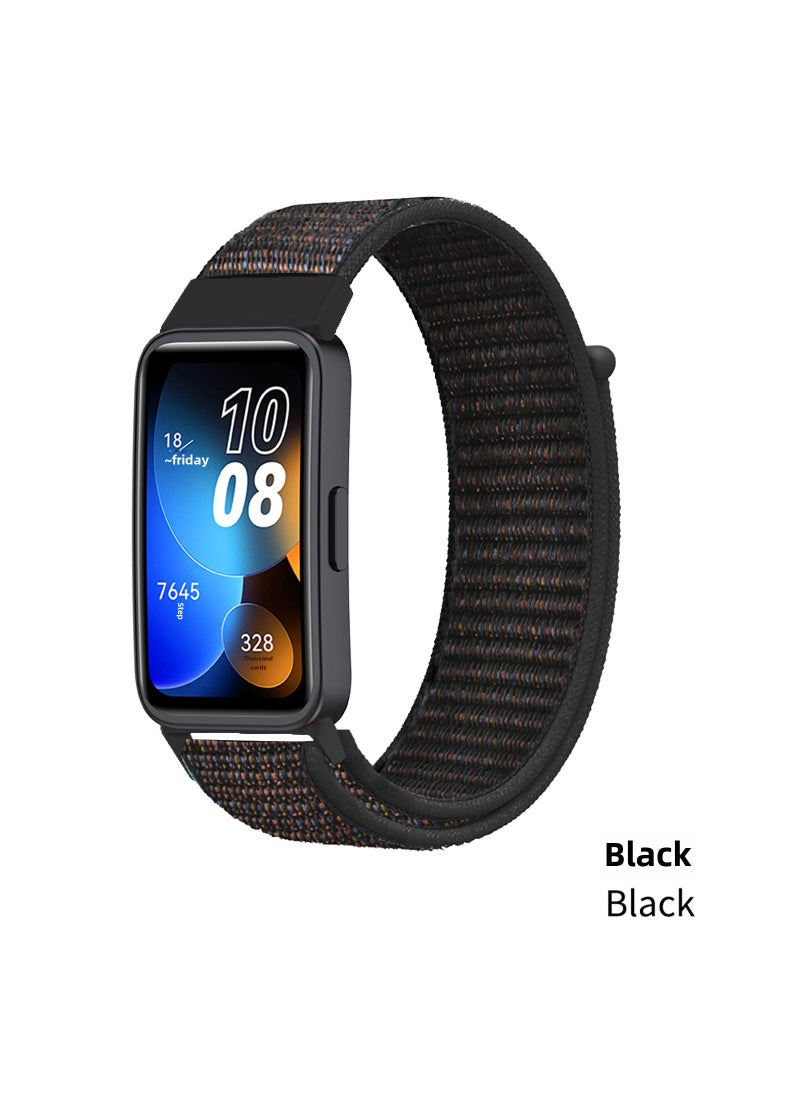 1 x 5 pcs Nylon Loop Band Magic Strap for Huawei Band 9 9# Black (Black Sand)