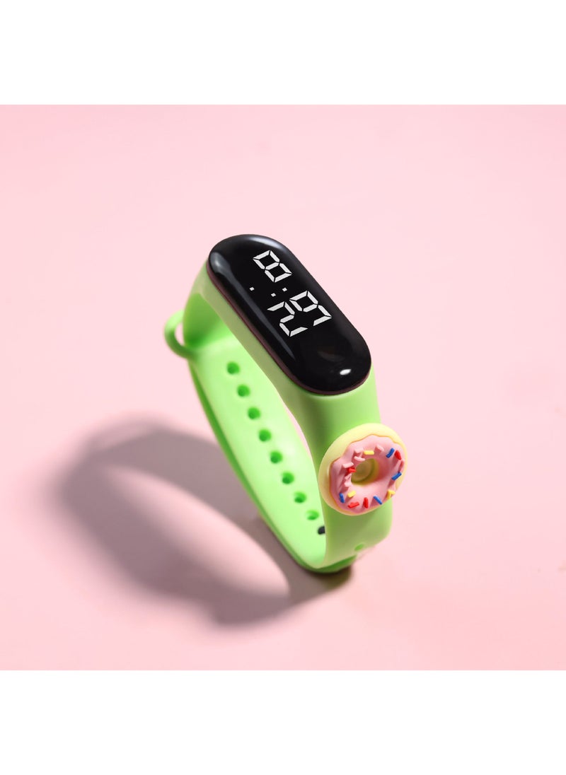 Cute Popsicle Student Sports Light Green Round Donut