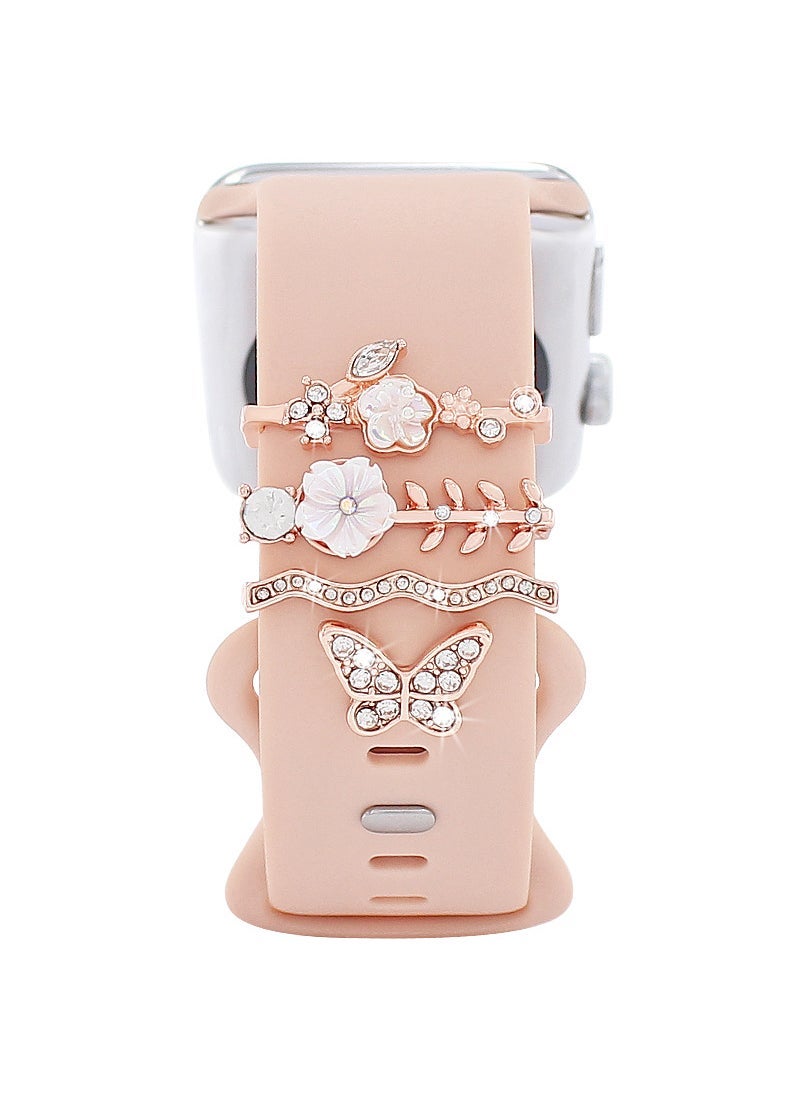 Suitable for apple watch band decorative ring apple watch universal silicone watch band decorative ring decorative nail Rose Gold