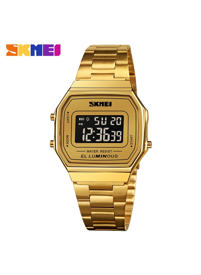 Trendy SKMEI Hip Hop Metal Wristwatch Gold