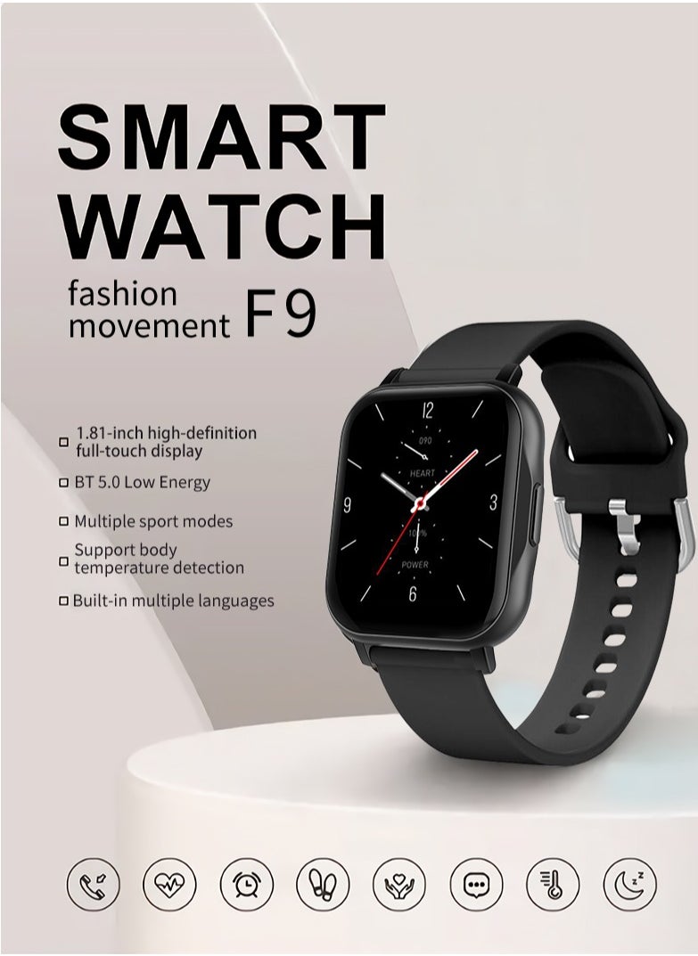 F9 Smartwatch Black IPS heart rate Blood oxygen monitor Remote Control Answer Call Push Message