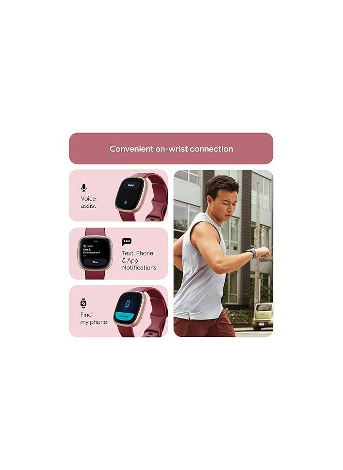 Fitbit Versa 4 Fitness Watch (Beet Juice/Copper Rose Aluminium) with 6-Month Premium Membership