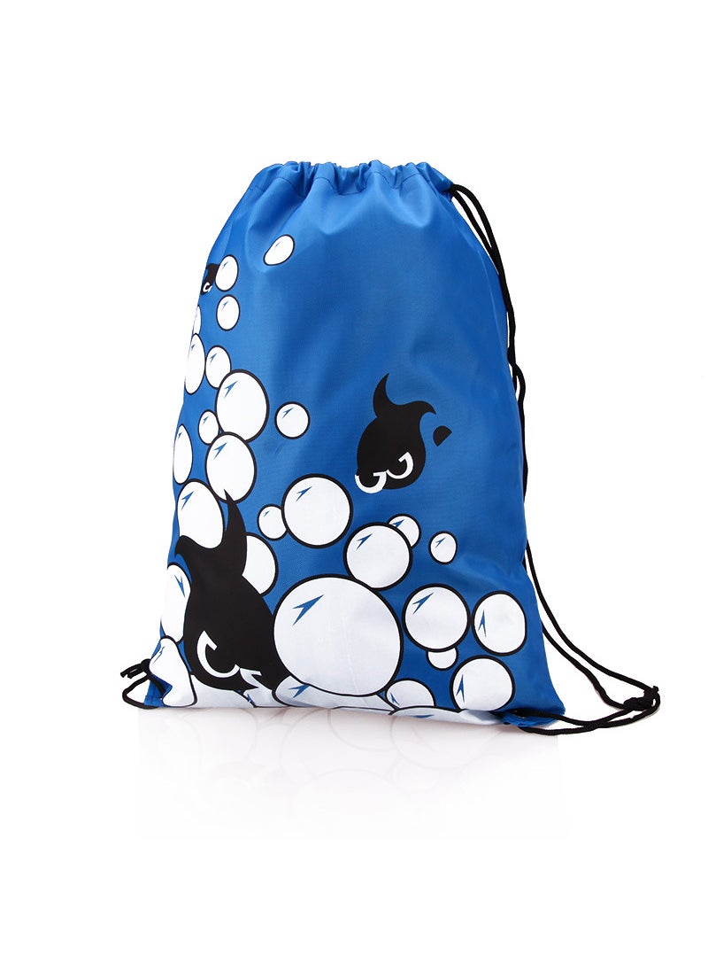 1 x 5 pcs Waterproof Beach Swim Backpack Drawstring Blue Fish Bundle Pocket