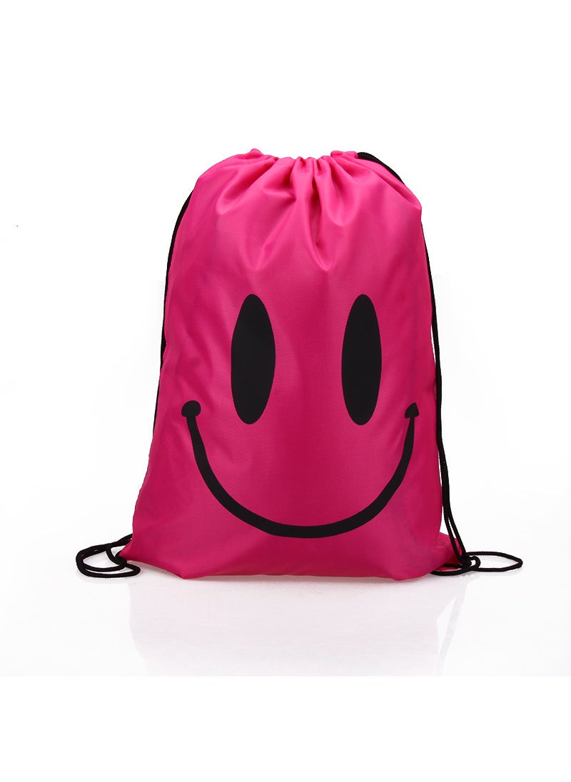 1 x 5 pcs Waterproof Beach Swim Backpack Drawstring Rose Red smiling face