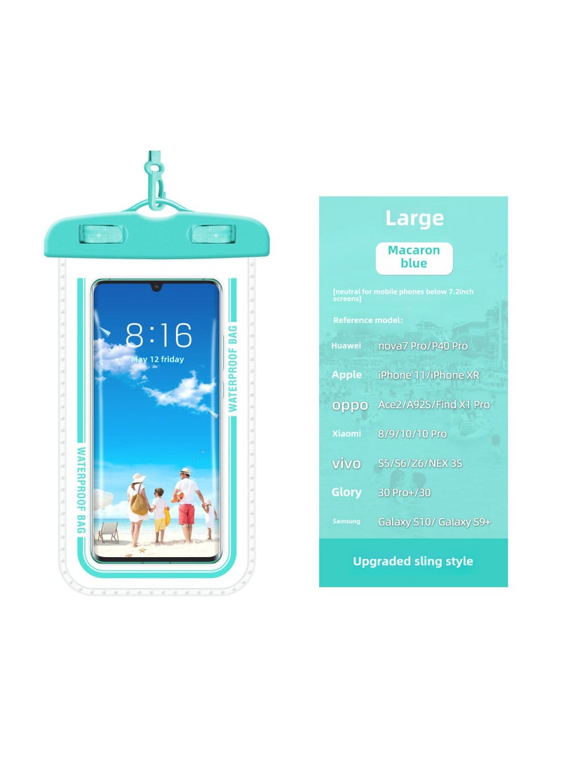 Universal Waterproof Phone Pouch Transparent Swimming Case Macaron Blue