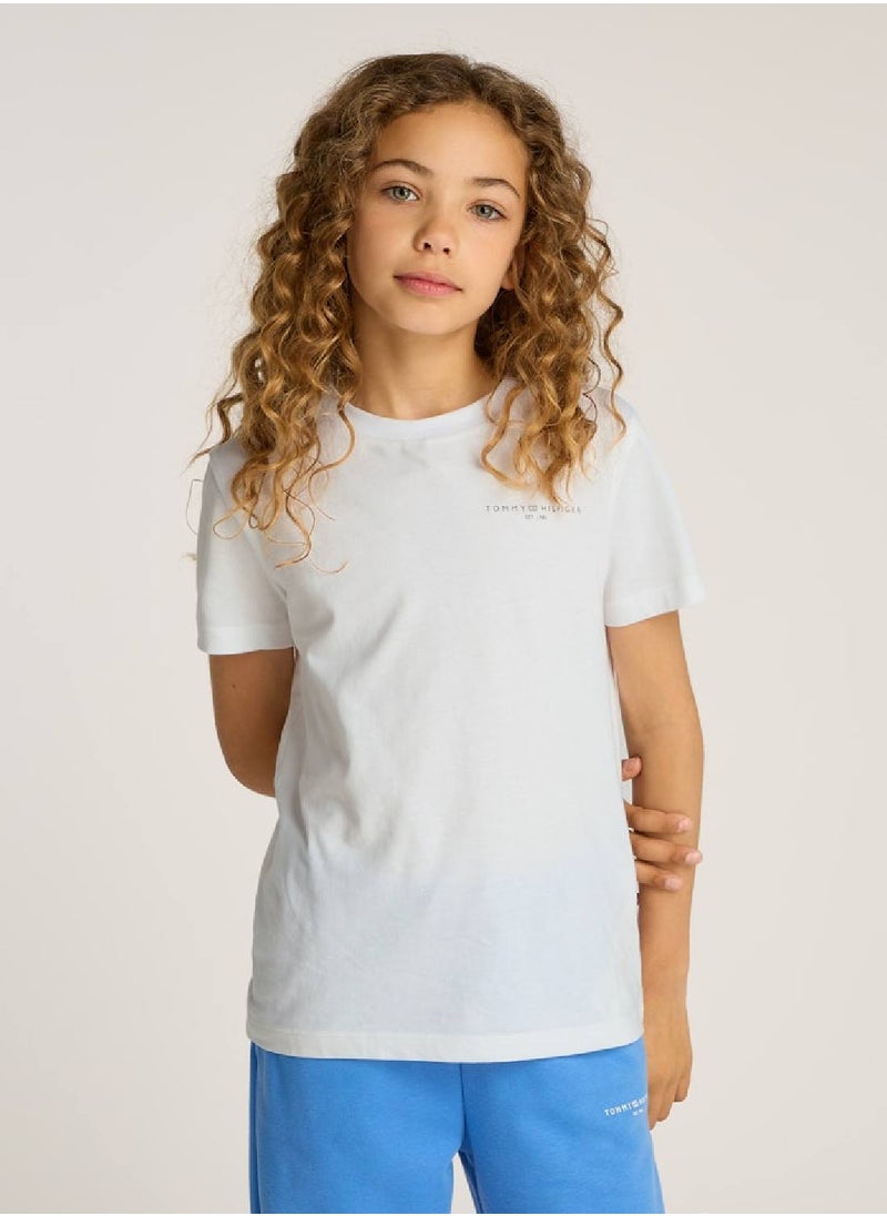 Kids' Logo Crewneck T-Shirt - Cotton, White