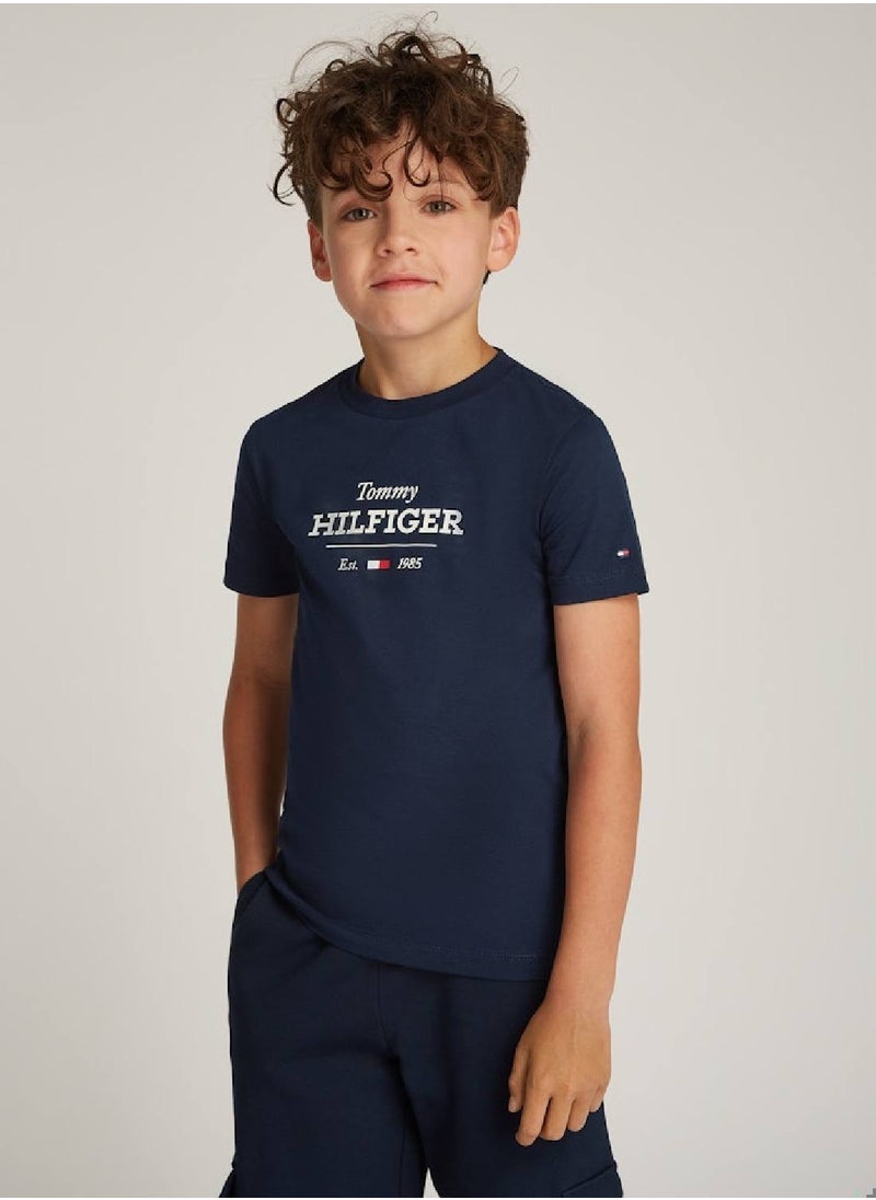 Boys Monotype 1985 Regular T-shirt - Cotton, Blue