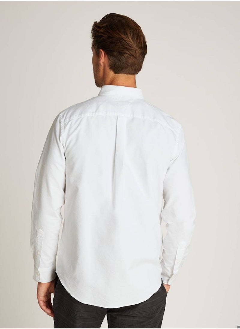 Men's Oxford Dobby Shirt - Cotton, White