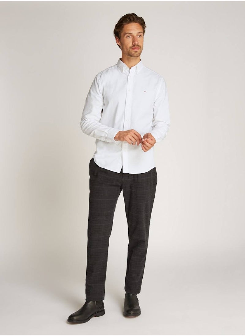 Men's Oxford Dobby Shirt - Cotton, White