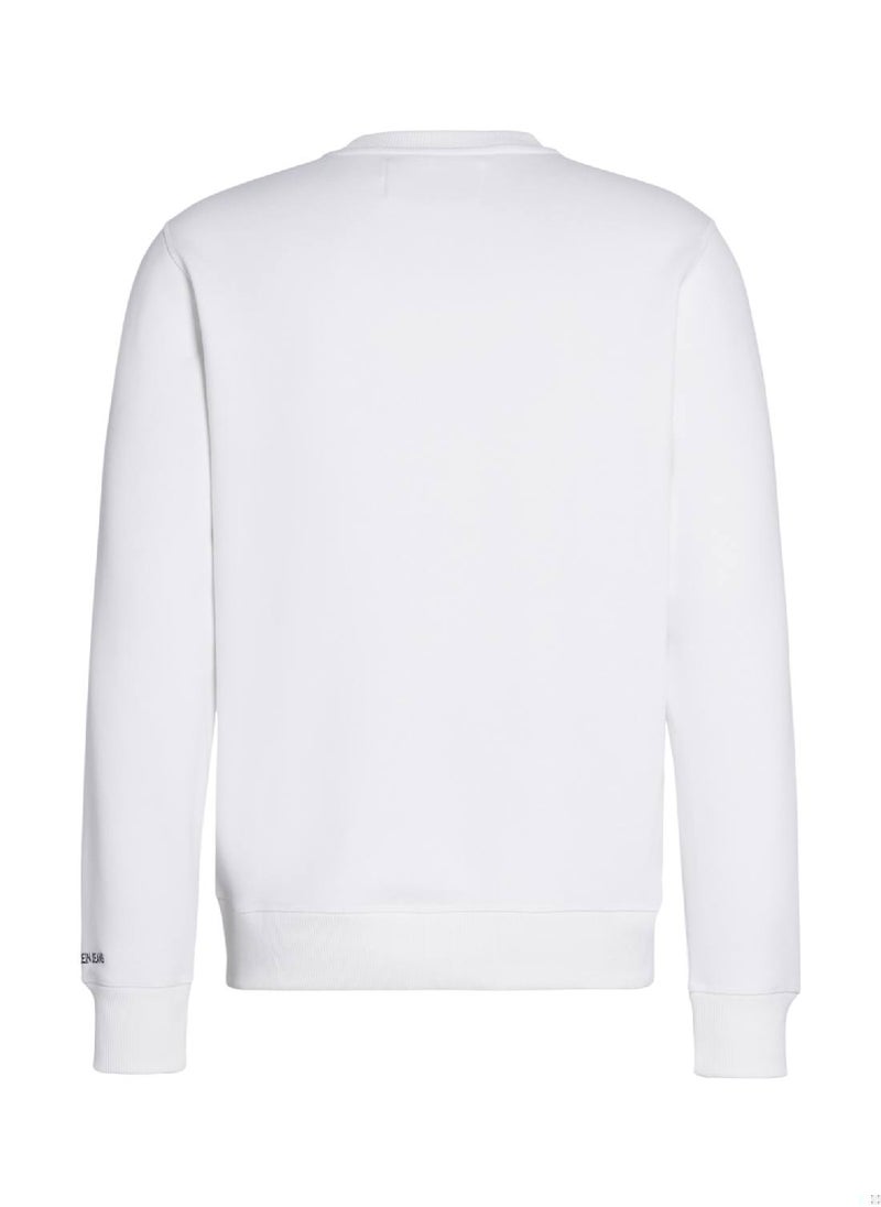 Men's Fleece Sweatshirt - Cotton Blend, White