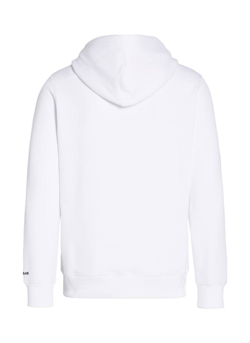 Men's Fleece Hoodie - Cotton Blend, White