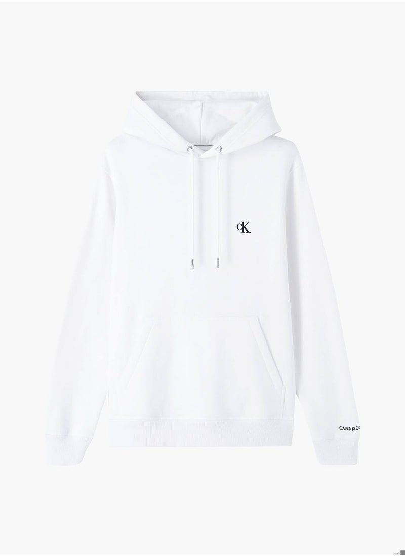 Men's Fleece Hoodie - Cotton Blend, White