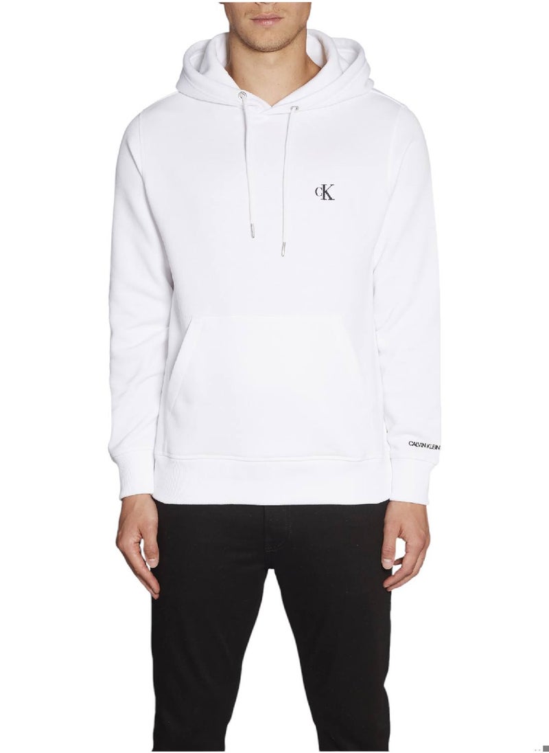 Men's Fleece Hoodie - Cotton Blend, White