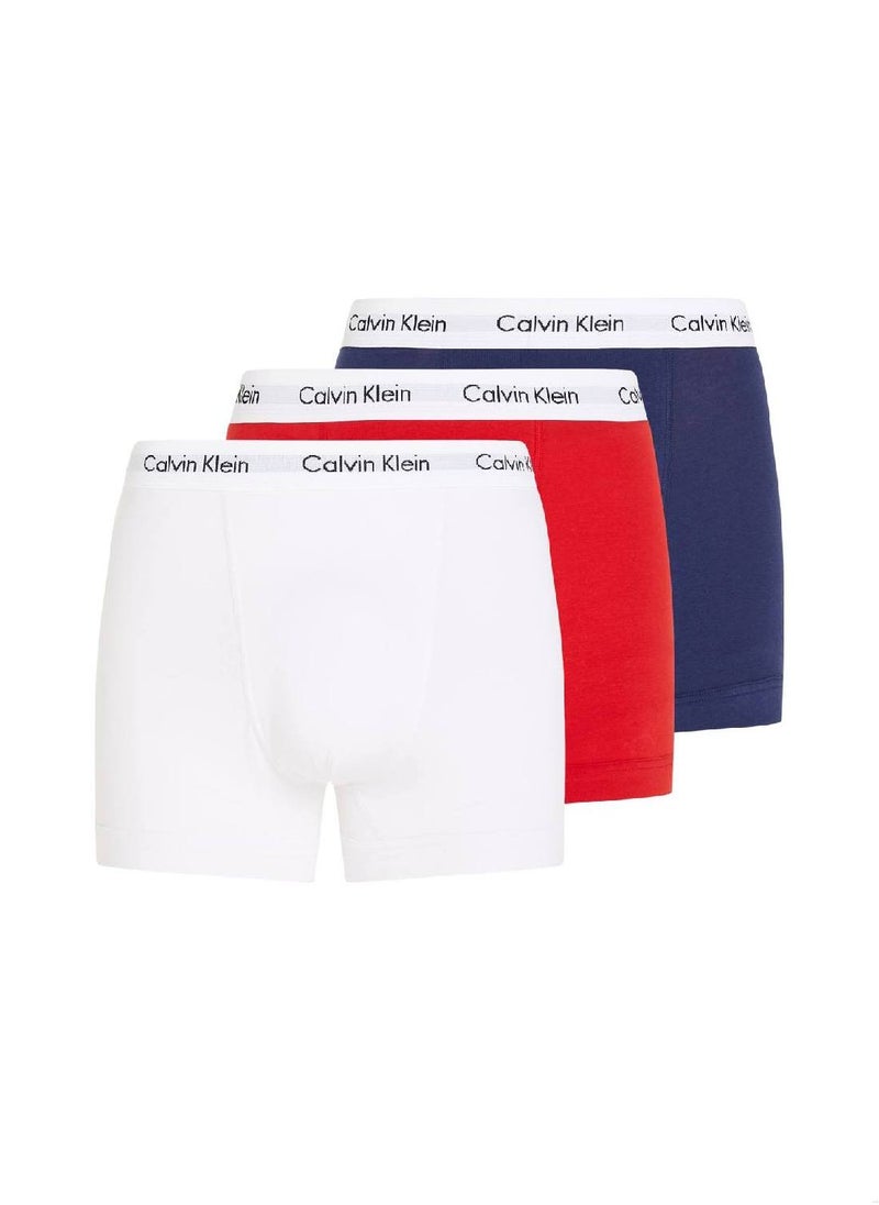 Men's 3 Pack Trunks - Cotton Stretch, Multicolor