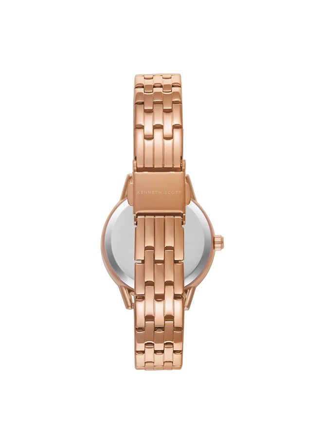 Kenneth Scott K23537-RBKMN Women Analog Display Watch & Stainless Steel Strap Rose Gold