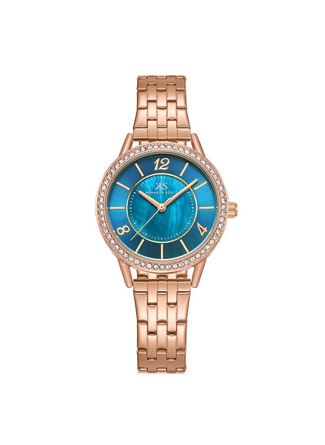 Kenneth Scott K23537-RBKMN Women Analog Display Watch & Stainless Steel Strap Rose Gold