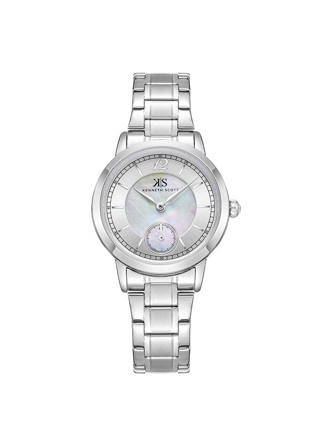 Kenneth Scott K23538-SBSM Women Analog Display Watch & Stainless Steel Strap Silver