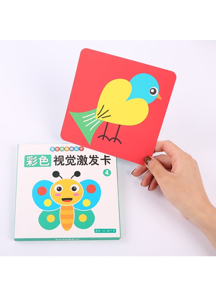 Baby and Toddler Supplies Black and White Card Baby Visual Stimulus Card 0-3 Years Old Baby Early Education Educational Color Card Toy 14cm visual card 4-color green medium