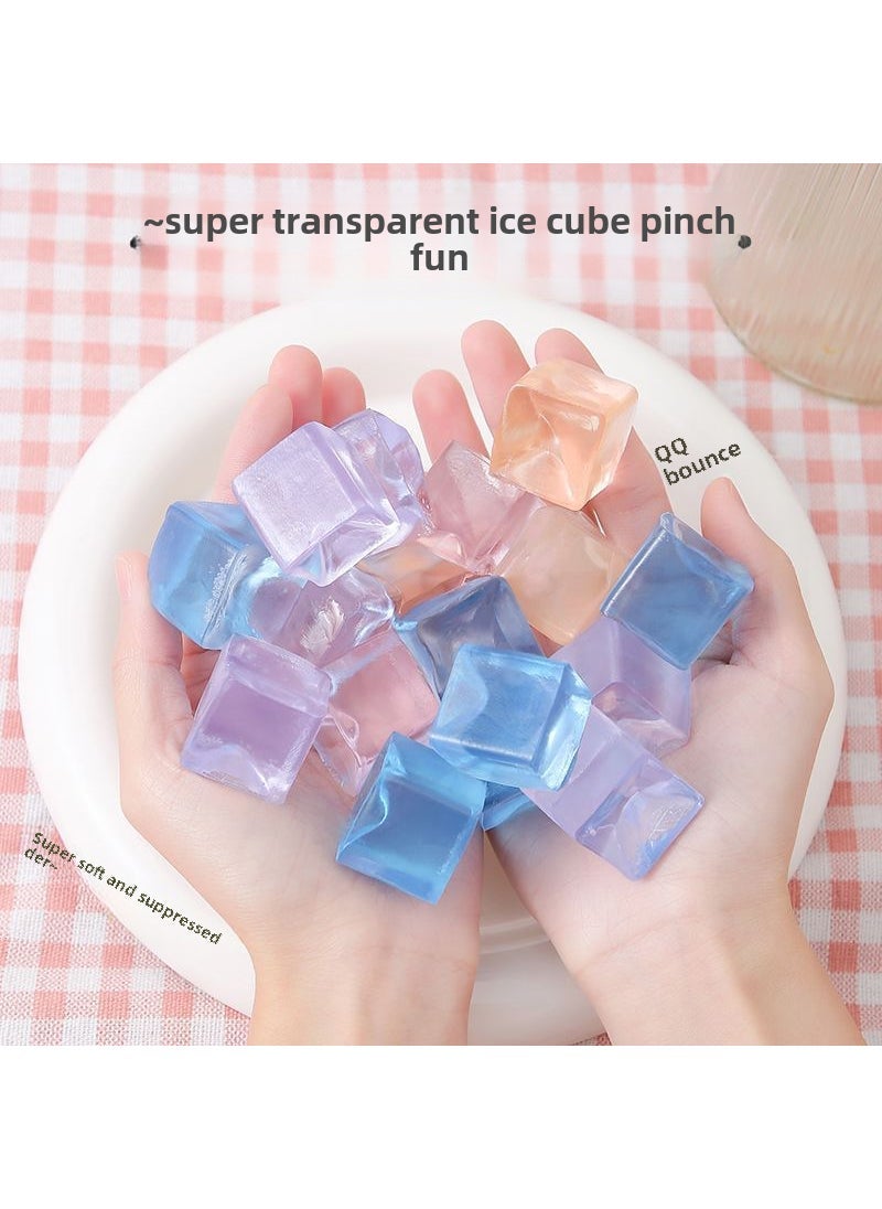 Clear Jelly Stress Relief Squeeze Toy small size ice cube pinching music