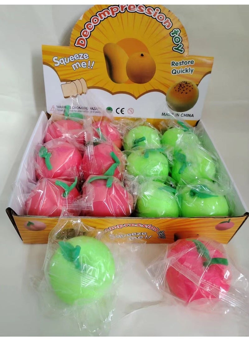 Squishy Mochi Stress Relief Ball Toy Fluid green apple (send PVC bag)