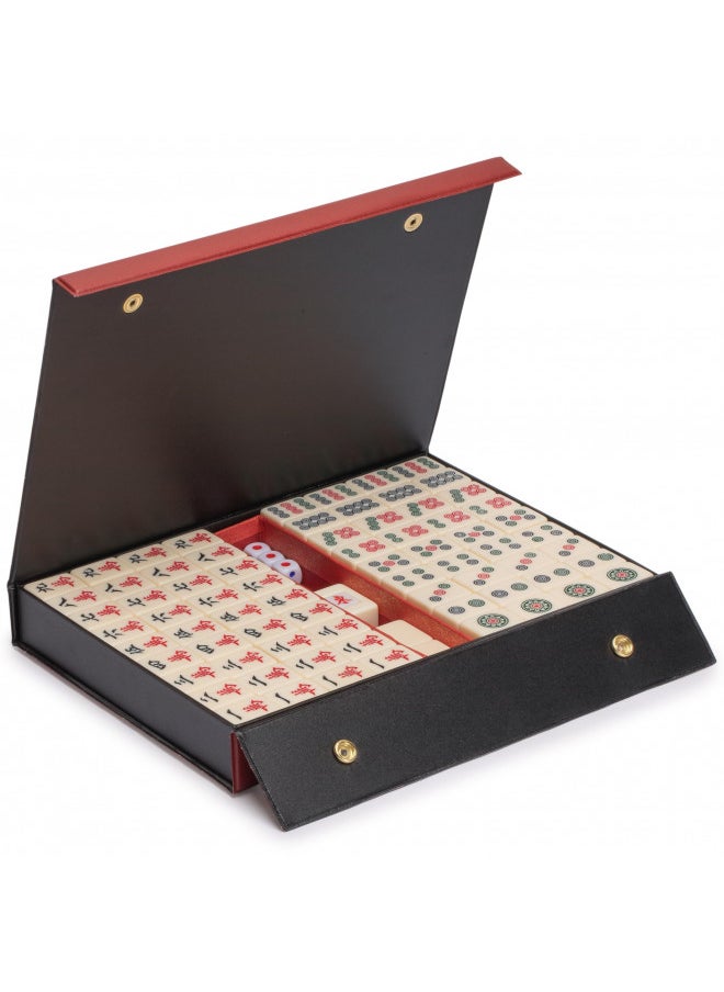 Yellow Mountain Imports Chinese Mahjong Set, Classic Ivory with 146 Ivory Colored Small Tiles, Vinyl Case, Wind Indicator and Dice - for Chinese Style Gameplay Only