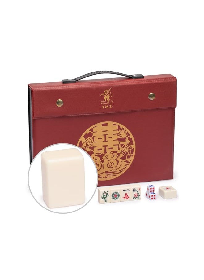 Yellow Mountain Imports Chinese Mahjong Set, Classic Ivory with 146 Ivory Colored Small Tiles, Vinyl Case, Wind Indicator and Dice - for Chinese Style Gameplay Only