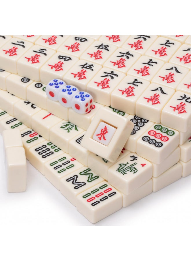 Yellow Mountain Imports Chinese Mahjong Set, Classic Ivory with 146 Ivory Colored Small Tiles, Vinyl Case, Wind Indicator and Dice - for Chinese Style Gameplay Only