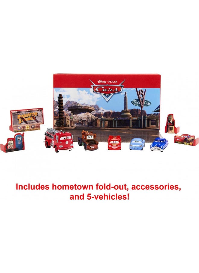 Mattel Disney Pixar Cars Vehicle 5-Pack Collection, Set of 4 Character Cars & 1 Red Fire Truck Inspired by Radiator Springs, Collectible Toy for Kids & Fans Ages 3 Years Old & Up