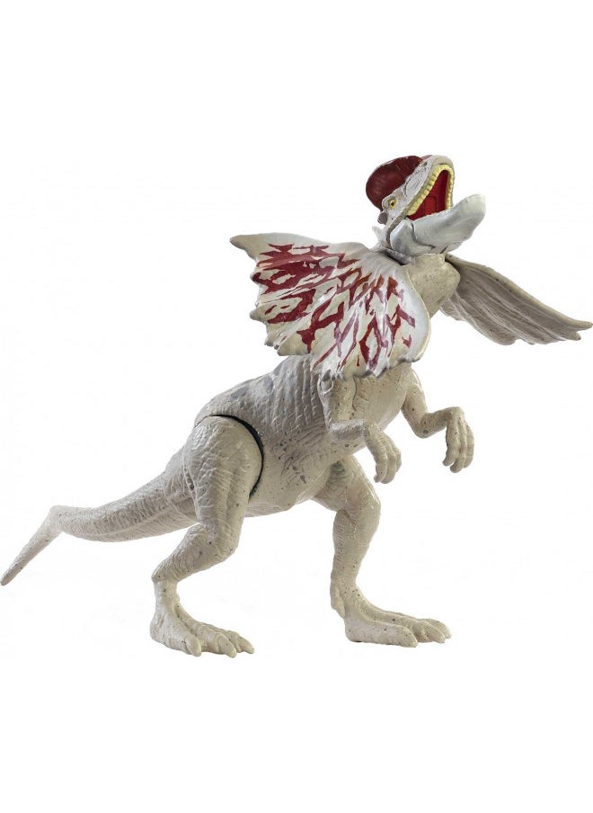 Jurassic World Fierce Force Dilophosaurus Dinosaur Action Figure Movable Joints, Realistic Sculpting & Single Strike Feature, Kids Gift Ages 3 Years & Older