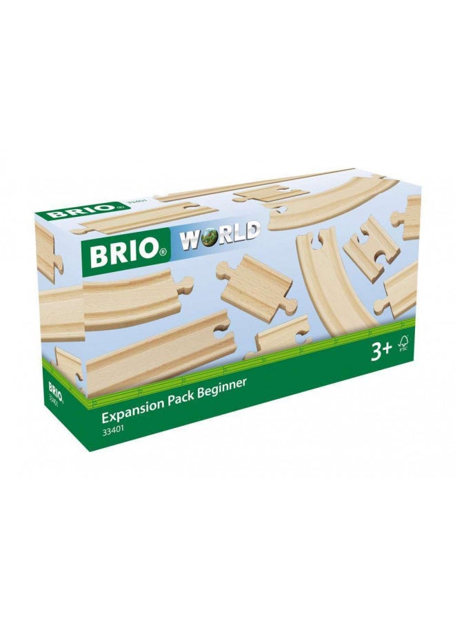 Brio World - 33401 Beginner's Expansion Pack | 11 Piece Wooden Train Tracks for Kids Ages 3 and Up