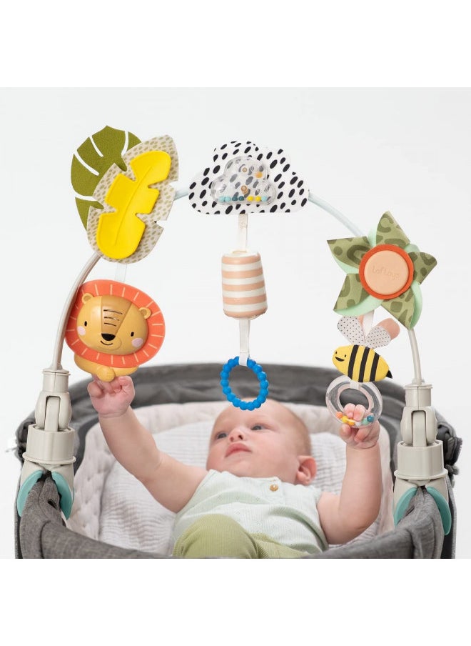 Taf Toys Savannah Adventures Arch. Ideal for Infant and Toddlers, Fits Stroller, Pram and Car Seat, Activity Arch with Fascinating Toys, Stimulates Babys Senses and Motor Skills Development