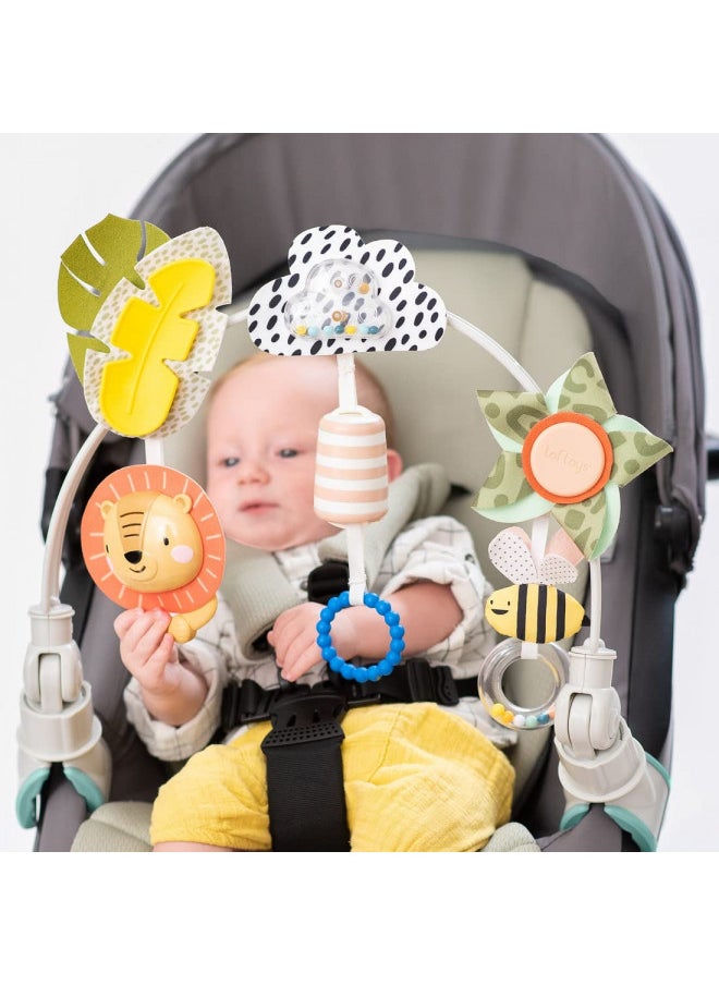 Taf Toys Savannah Adventures Arch. Ideal for Infant and Toddlers, Fits Stroller, Pram and Car Seat, Activity Arch with Fascinating Toys, Stimulates Babys Senses and Motor Skills Development