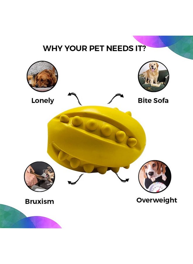 Dog Ball Dog Toys | Rubber Studded Rugby Ball For Dogs| Non-Toxic Chew Toys For Dogs | Yellow Rugby Ball For Dog | Dog Toy For All Breeds| Ideal Dog Balls For Medium And Large Dogs