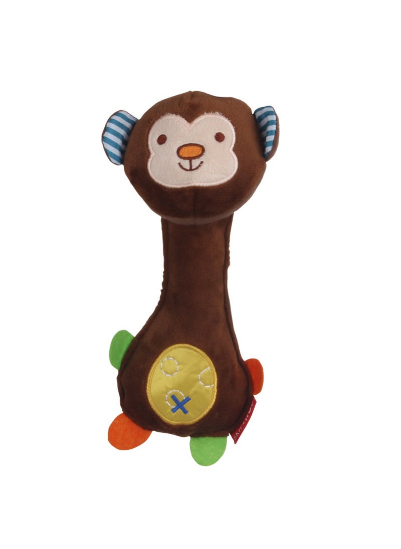 1 x 5 pcs Baby Rattle Plush Animal Grip Toy for Newborn Monkey [Color Card]]