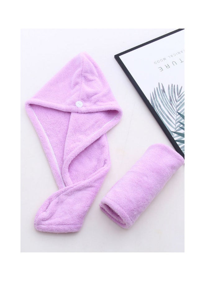 2-Pieces Super Absorption Microfiber Quick-Dry Hair Towel Purple 25 x 65cm