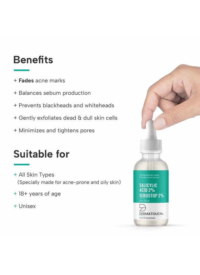 Salicylic Acid 2% Sebustop W/W 2% Face Serum | For Acne & Blackheads | Specially For Acne-Prone & Oily Skin | 30Ml