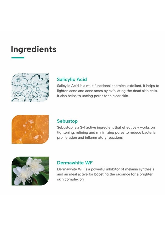 Salicylic Acid 2% Sebustop W/W 2% Face Serum | For Acne & Blackheads | Specially For Acne-Prone & Oily Skin | 30Ml