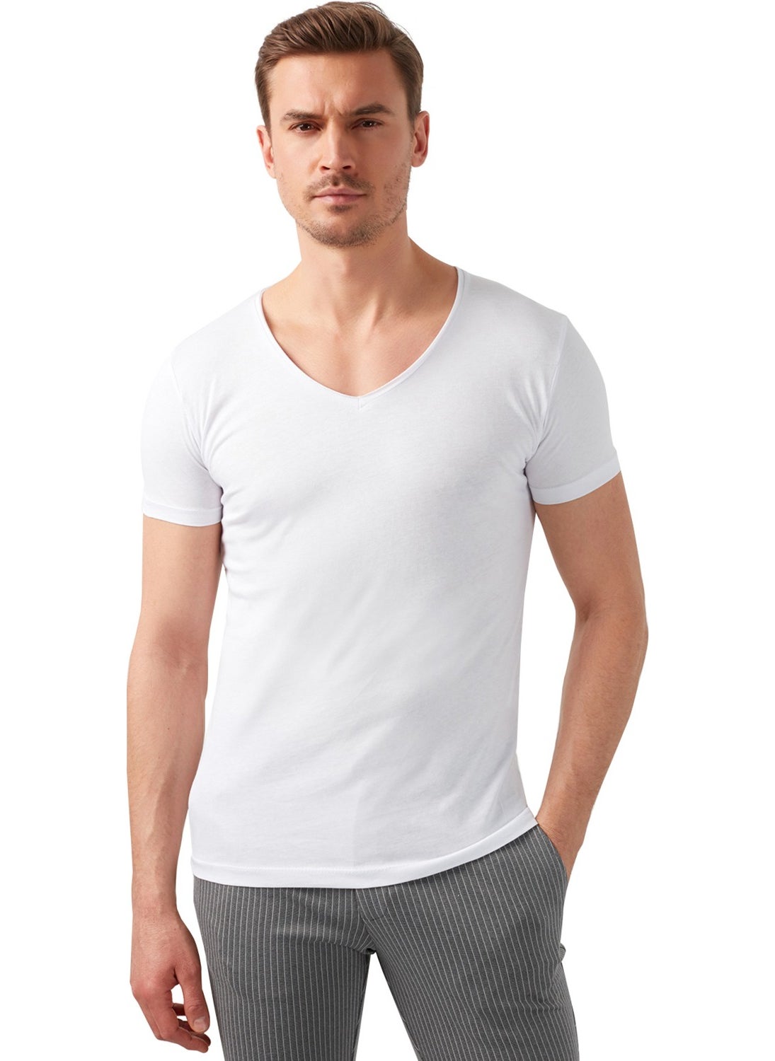 V-Neck Basic T Shirt Men's T Shirt 5412001