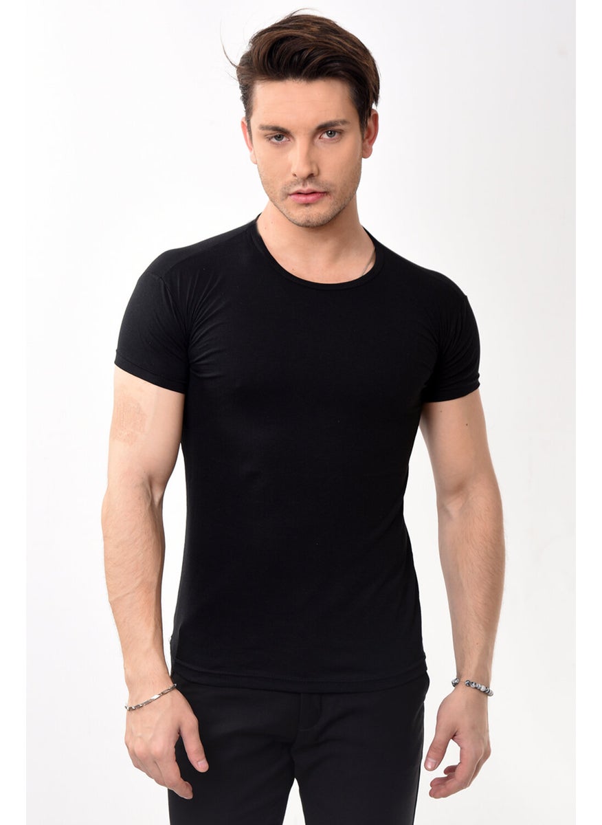 Men's Slim Fit Basic Crew Neck Short Sleeve T-Shirt Black