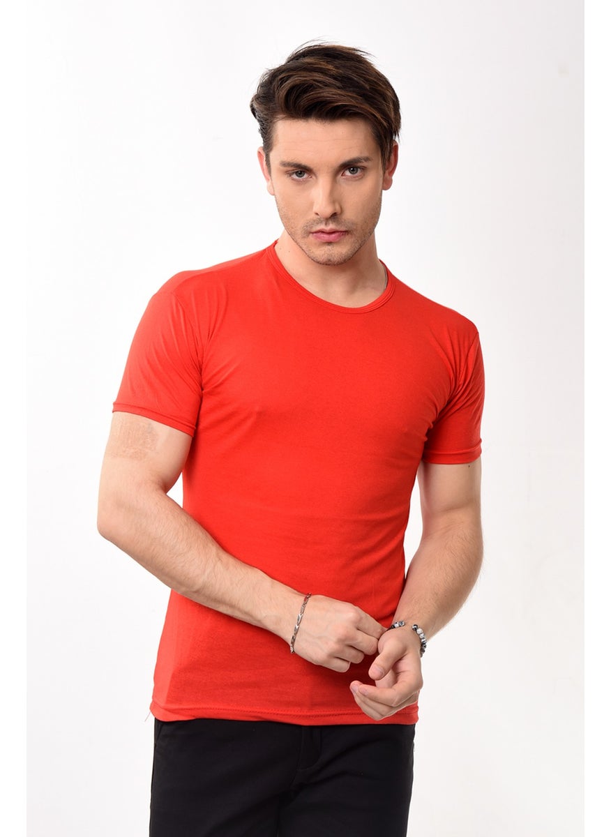 Men's Slim Fit Basic Crew Neck Short Sleeve T-Shirt Red