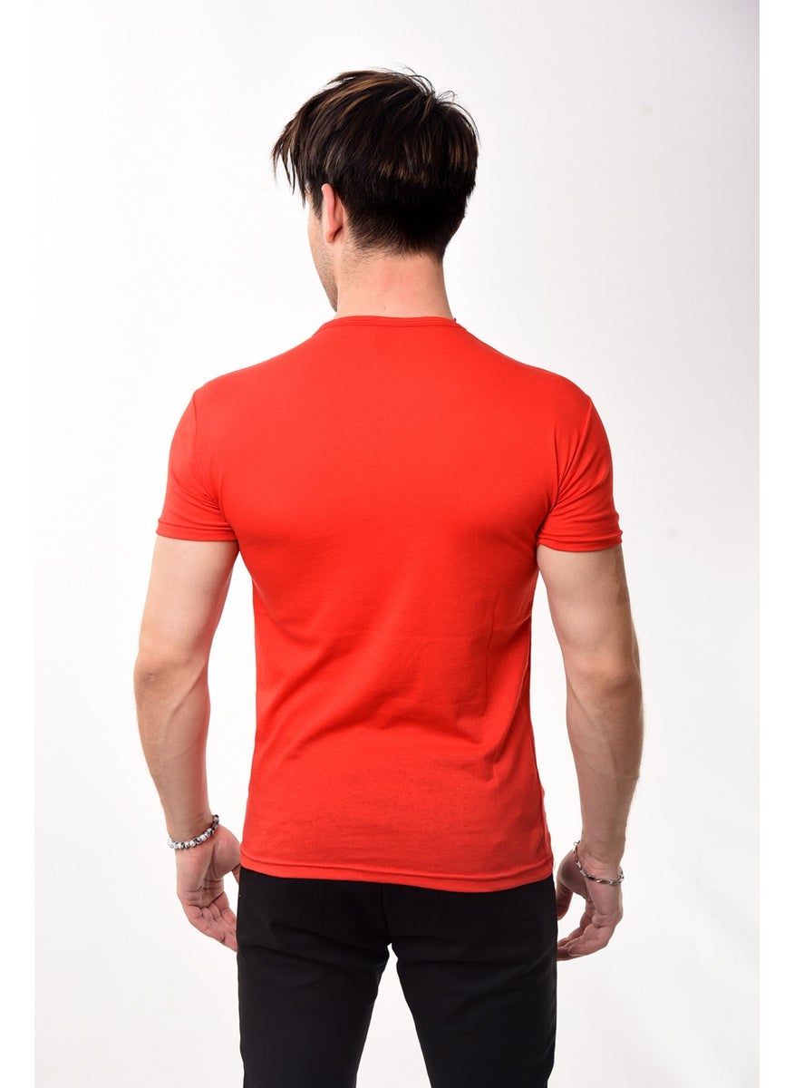 Men's Slim Fit Basic Crew Neck Short Sleeve T-Shirt Red