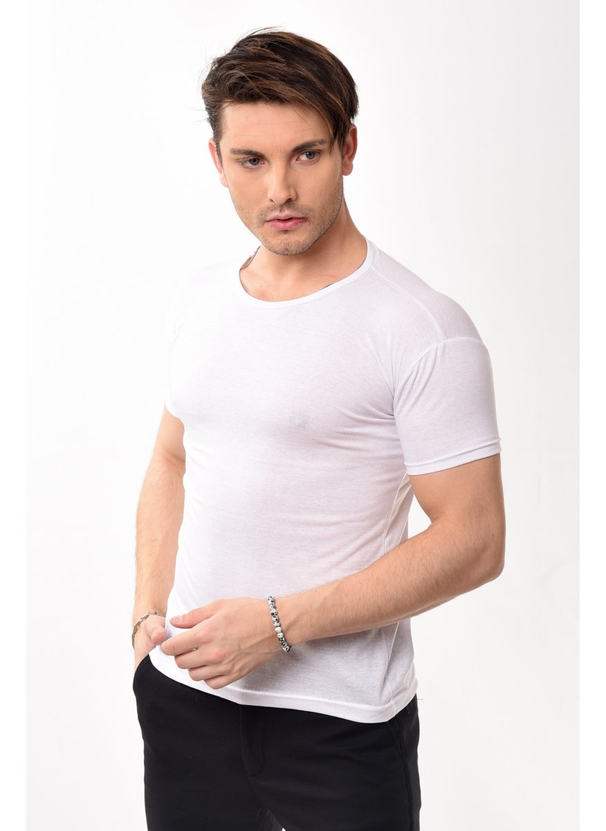 Men's Slim Fit Basic Crew Neck Short Sleeve T-Shirt White