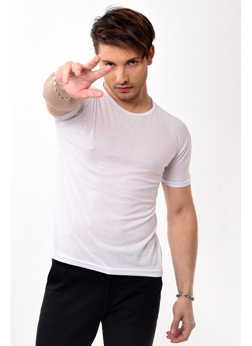 Men's Slim Fit Basic Crew Neck Short Sleeve T-Shirt White