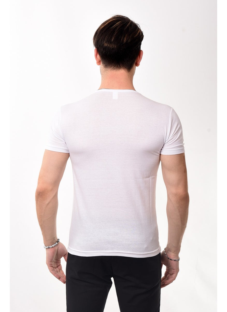 V-Neck Basic Slim Fit Men's T-Shirt White