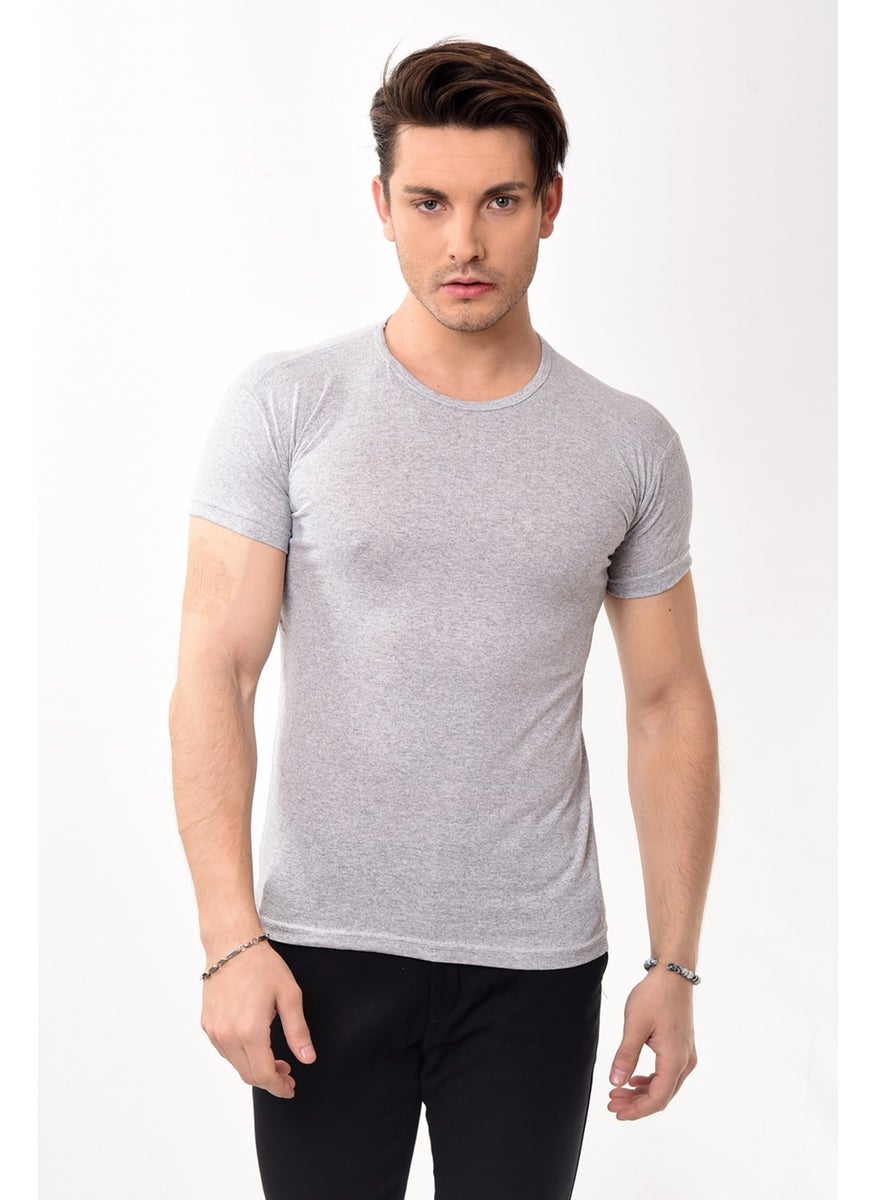 Men's Slim Fit Basic Crew Neck Short Sleeve T-Shirt Gray