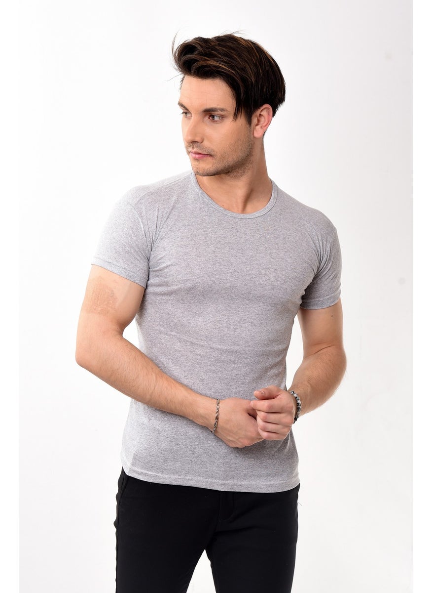 Men's Slim Fit Basic Crew Neck Short Sleeve T-Shirt Gray